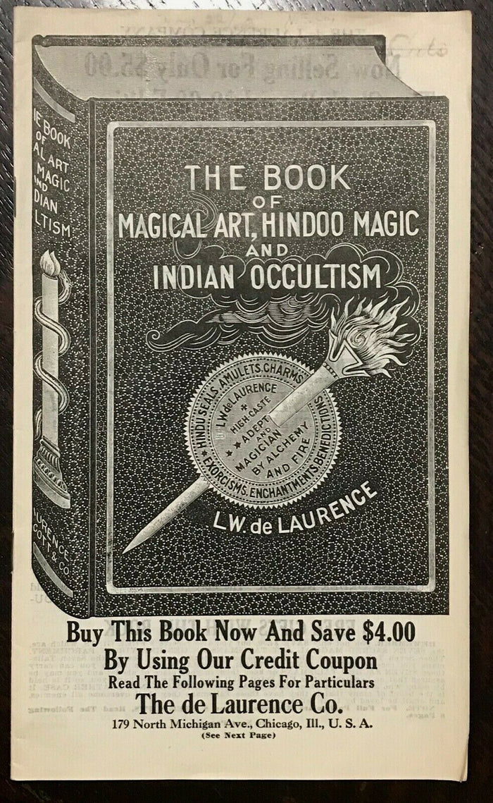 1920s VERY RARE DE LAURENCE OCCULT CATALOG - BOOK OF MAGICAL ART, HINDOO & ADS