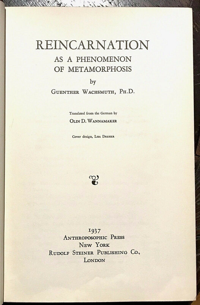 1937 - REINCARNATION AS A PHENOMENON OF METAMORPHOSIS - REBIRTH SOUL OCCULT