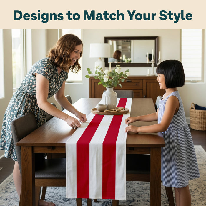 3" Cabana Stripe, Red & White Table Runners