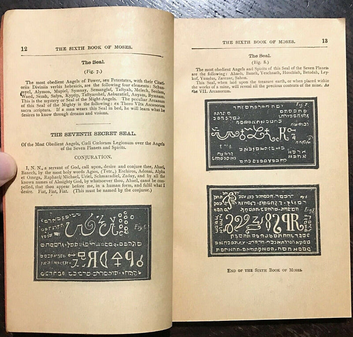 6th AND 7th BOOKS OF MOSES, MAGICAL SPIRIT ART - GRIMOIRE MAGICK 1920s Scarce Ed