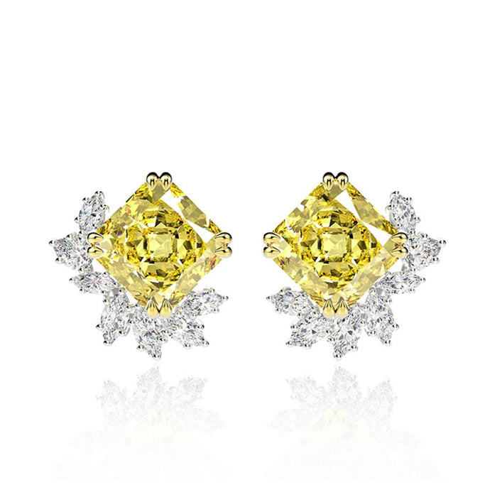925 Sterling Silver Cushion Cut Stud Earring