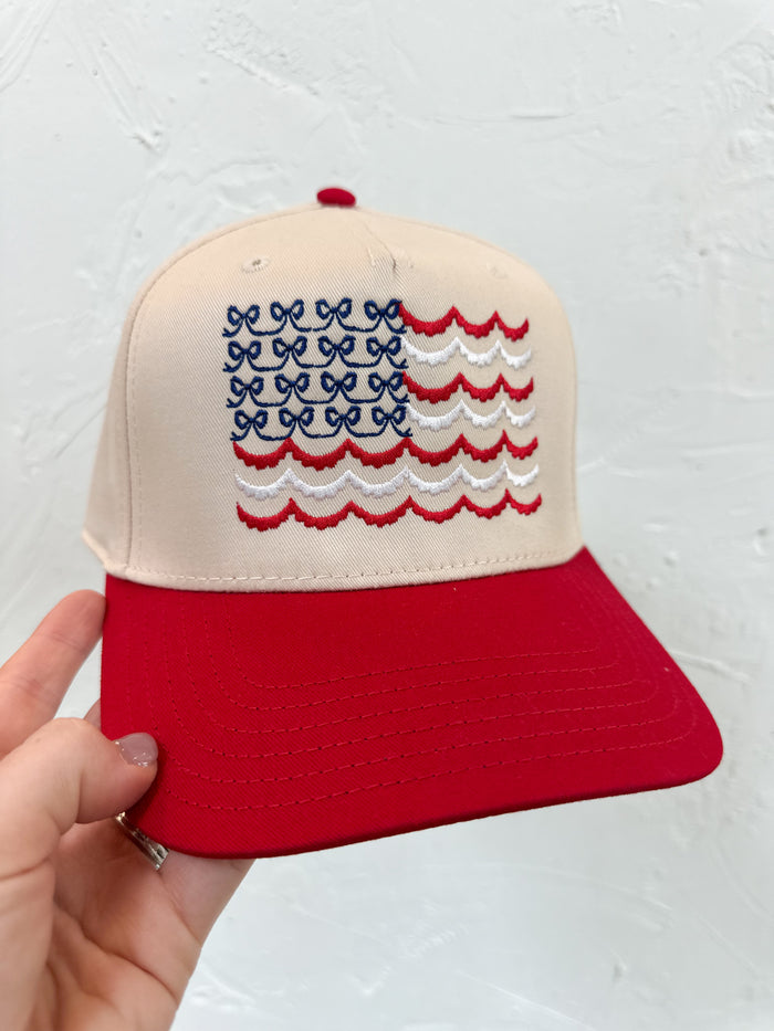 American Flag Embroidered Trucker Hat