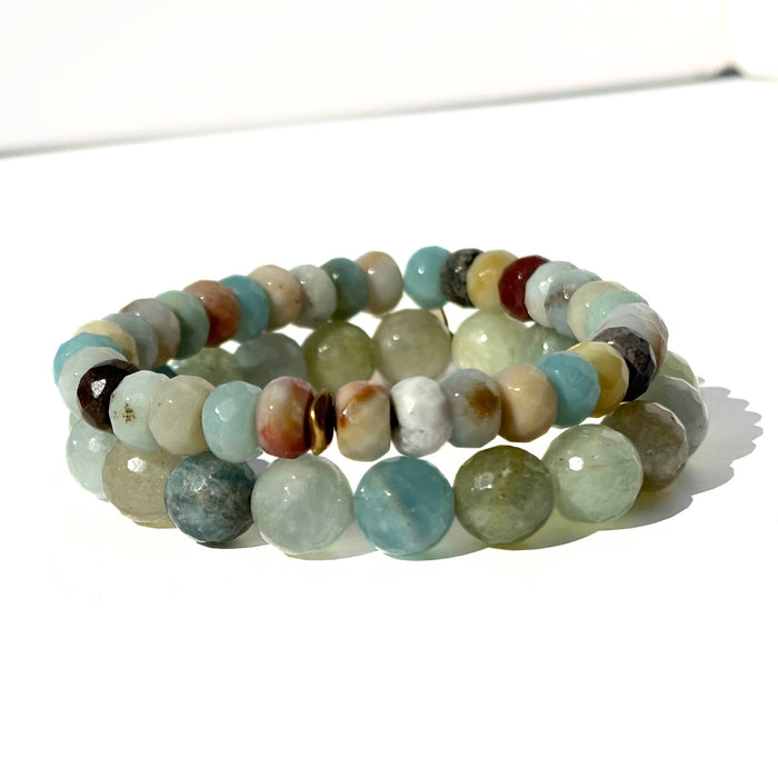 Beachside Amazonite Bracelet + Aquamarine Bracelet Stack