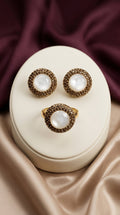 Bereket Set pearl Turkish jewelry set with gold-tone detailing