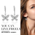 Bow Princess Cut Sterling Silver Butterfly Drop Earrings