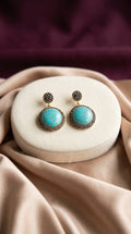 Buket Earrings red gemstone Turkish earrings with gold-tone detailing