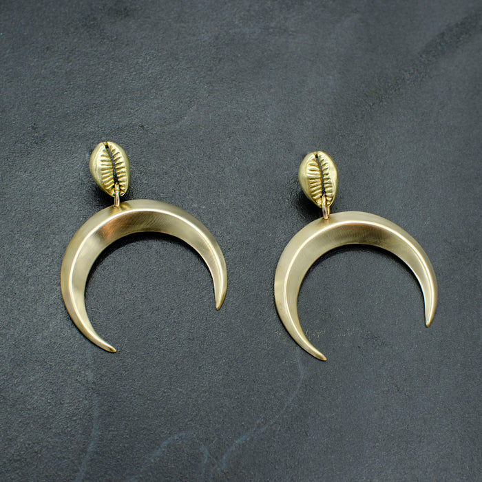 Cowrie Crescent Earrings