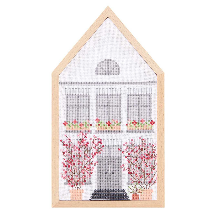 Cross Stitch Kit with Frame - Four Seasonal Houses-Stitched Modern