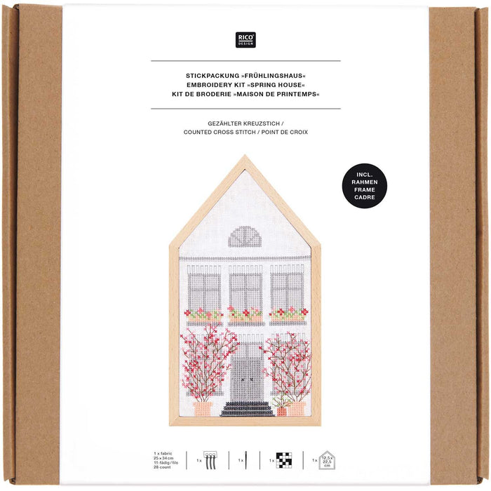 Cross Stitch Kit with Frame - Spring House-Stitched Modern