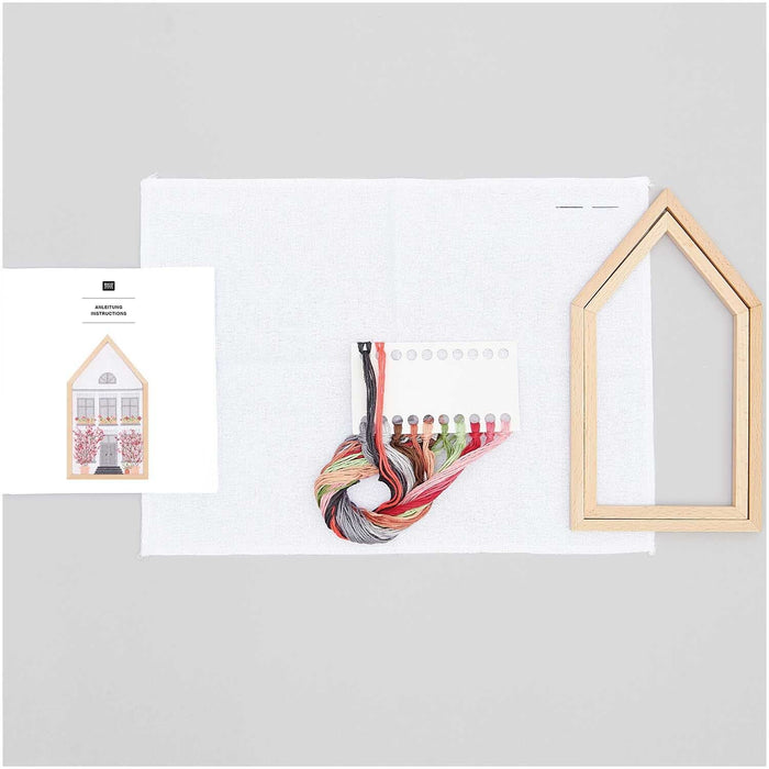 Cross Stitch Kit with Frame - Spring House-Stitched Modern