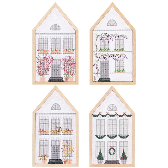 Cross Stitch Kit with Frame - Autumn House-Stitched Modern