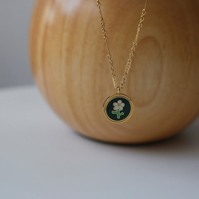 Dark green flower pendant necklace-full of vitality