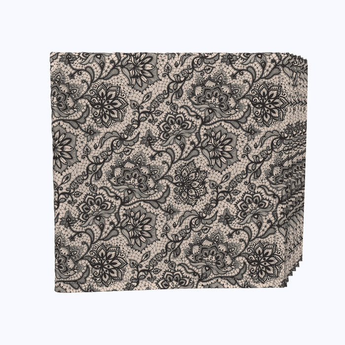 Decorative Lace Pattern Black Napkins