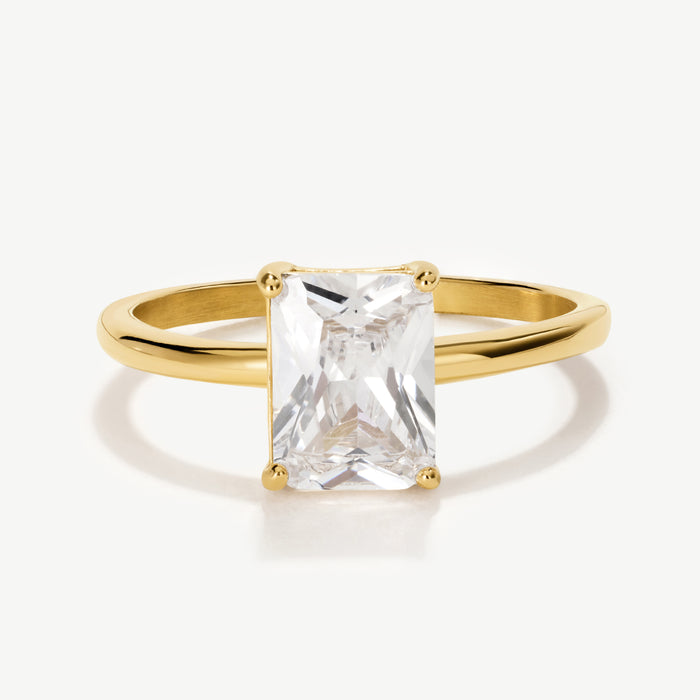 Emerald Solitaire Diamond-Inspired Ring 2ct