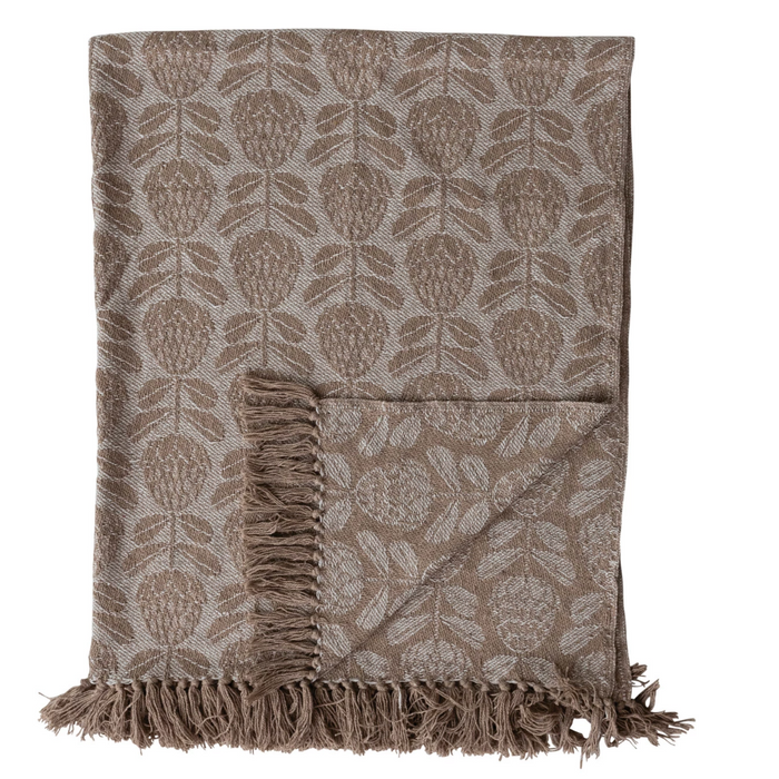 Emi Floral Pattern & Fringe Throw