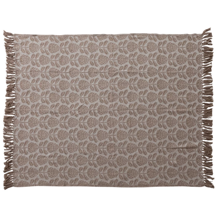 Emi Floral Pattern & Fringe Throw