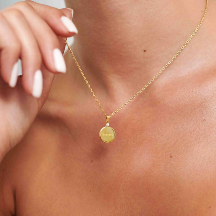 Engravable Disc with CZ Necklace