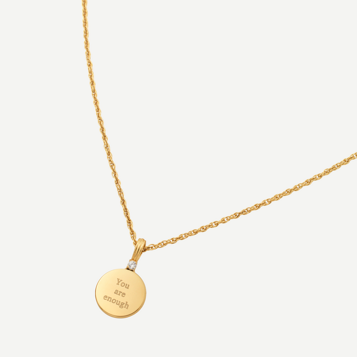 Engravable Disc with CZ Necklace