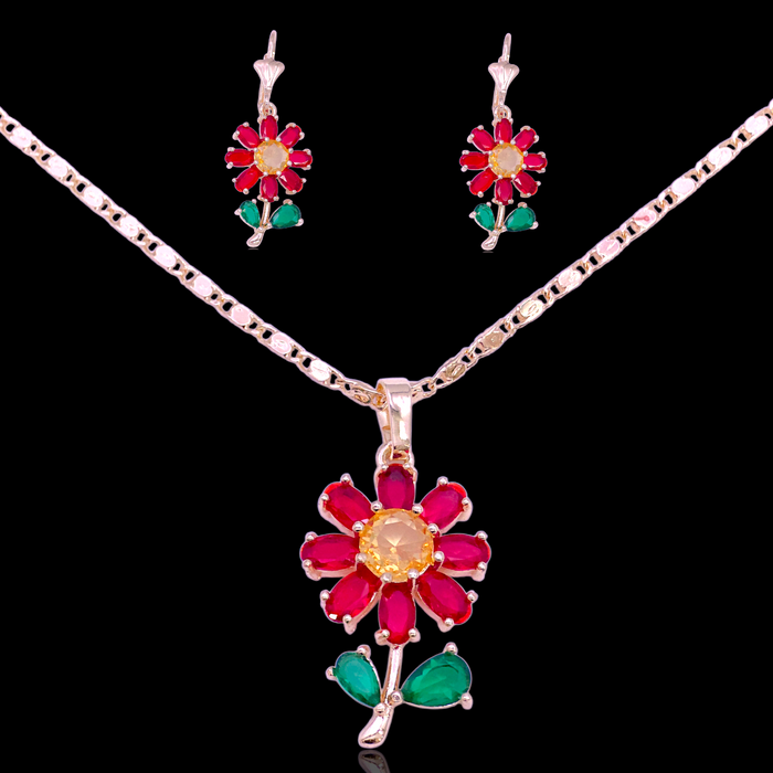 Gold Filled Oro Laminado Eternal Sunflower Zirconia Set