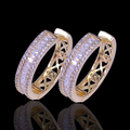 Gold Filled Oro Laminado French Emerald Cut CZ Hoop Earrings