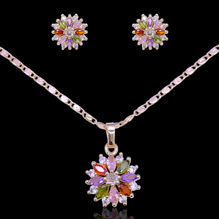 Gold Filled Oro Laminado Millennium Flare Zirconia Set