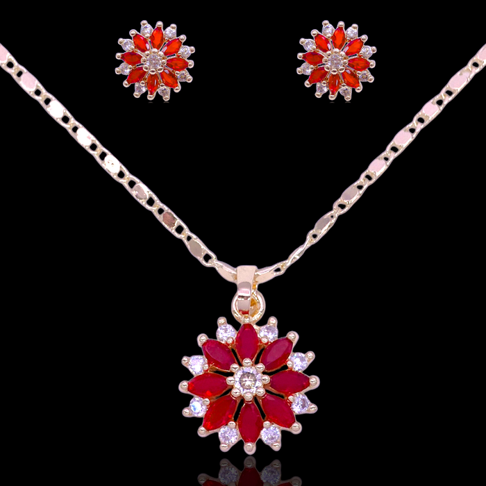 Gold Filled Oro Laminado Millennium Flare Zirconia Set