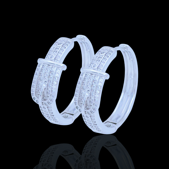 Gold Filled Oro Laminado Paris Buckle Zirconia Hoop Earrings