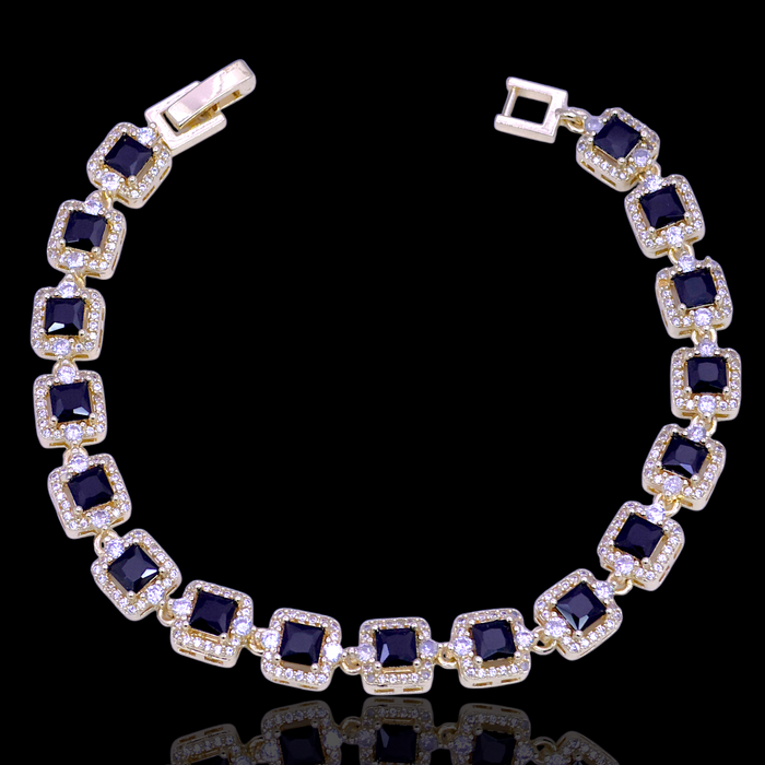 Gold Filled Oro Laminado Paris Princess Cut Zirconia Bracelet