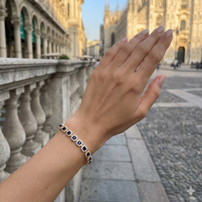 Gold Filled Oro Laminado Paris Princess Cut Zirconia Bracelet