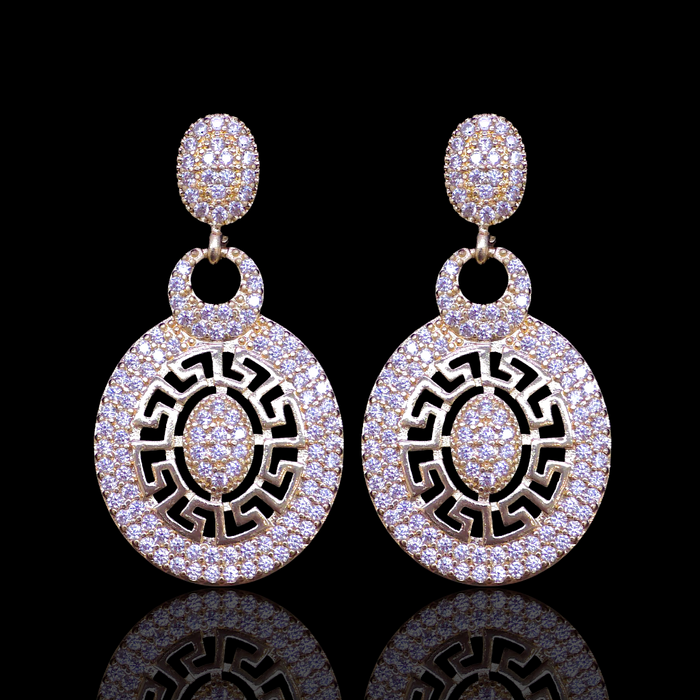 Gold Filled Oro Laminado Pax Romana Zirconia Dangle Earrings