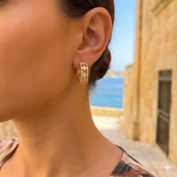 Gold Filled Oro Laminado Tokyo Blossom Zirconia Earrings