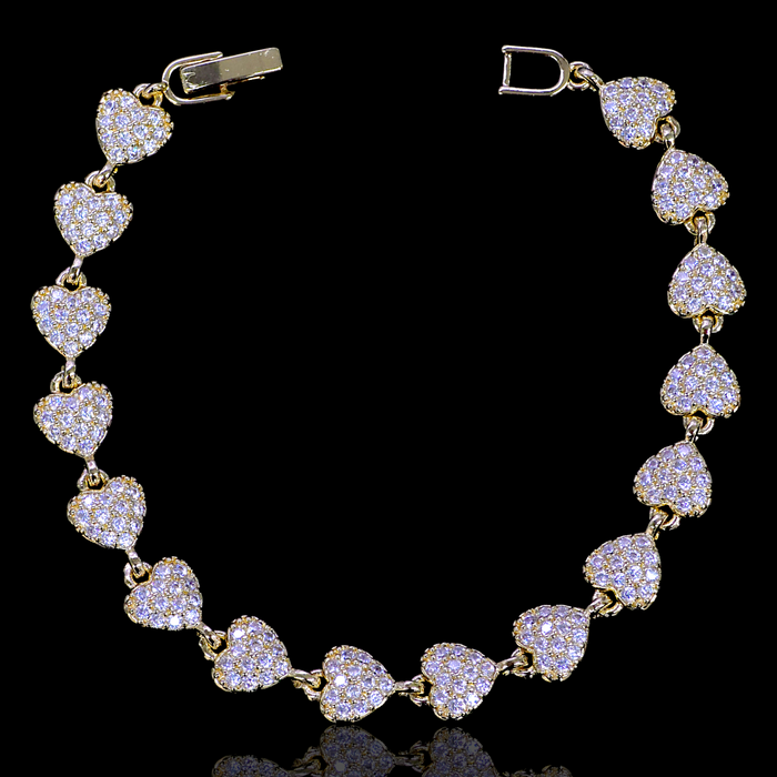 Gold Filled Oro Laminado Venice Heart Zirconia Bracelet
