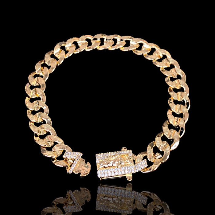 Diamond Cut Round Cuban Chain Guadalupe San Judas Bracelet