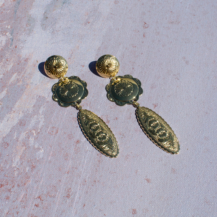 Golden Concho Statement Earrings