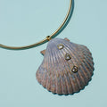 Indigo Dyed Yellow Cup Scallop Shell Necklace