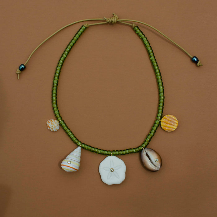 Lime Green Shell Charm Necklace