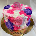 Lisa Design Cake with Pink/Purple Theme with Happy Birthday Pick