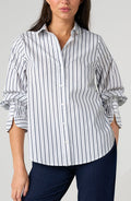 Liverpool Adjustable Sleeve Button Front Woven Top
