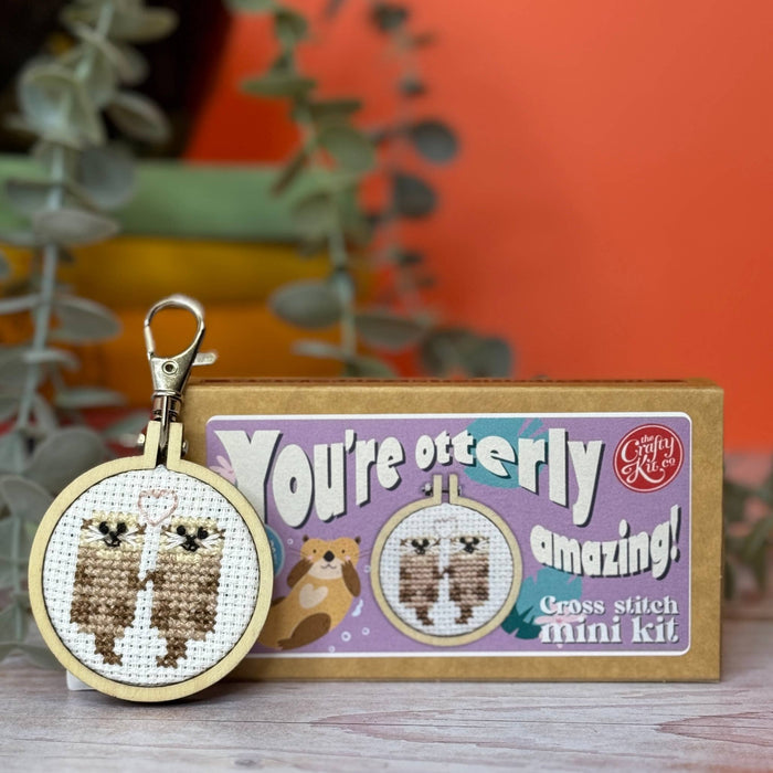 Mini Matchbox Cross Stitch Kit - You're Otterly Amazing-Stitched Modern