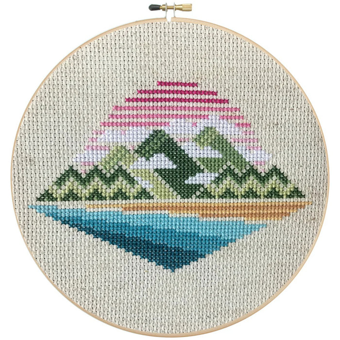 Misty Mountains Cross Stitch Pattern-Stitched Modern