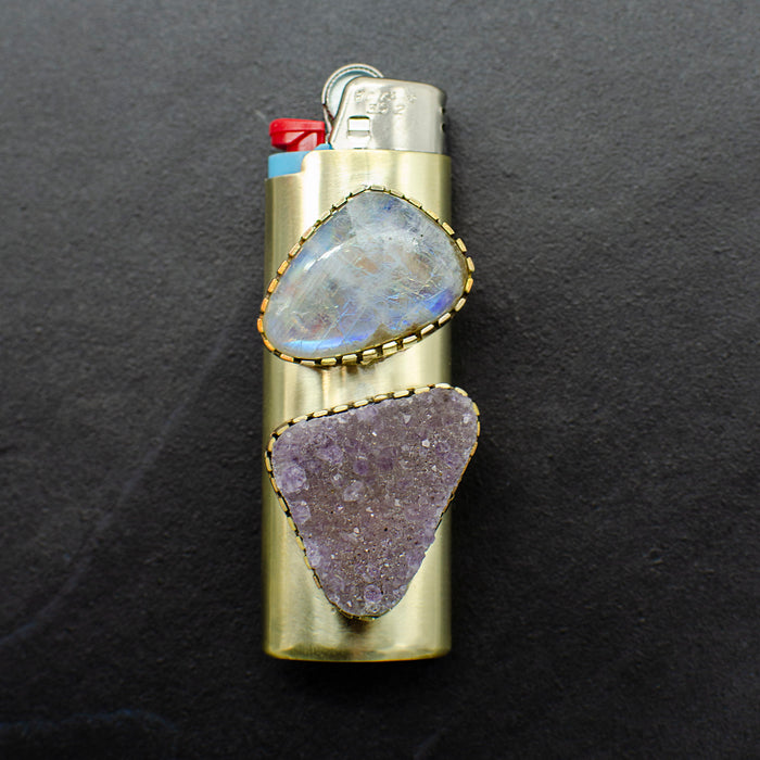 Moonstone & Amethyst Lighter Case