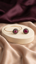 Nuray Set ruby red Turkish jewelry set with gold-tone detailing