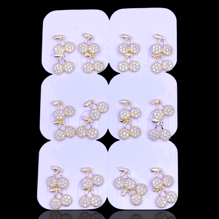 Oro Laminado Barbarossa Cherry Stud Earrings (Pack of 12)