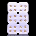 Oro Laminado Brilliant Diamond Cut Heart Stud Earrings (Pack of 12)