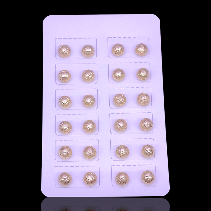 Oro Laminado Diamond Brushed Ball Stud Earrings (Pack of 12)