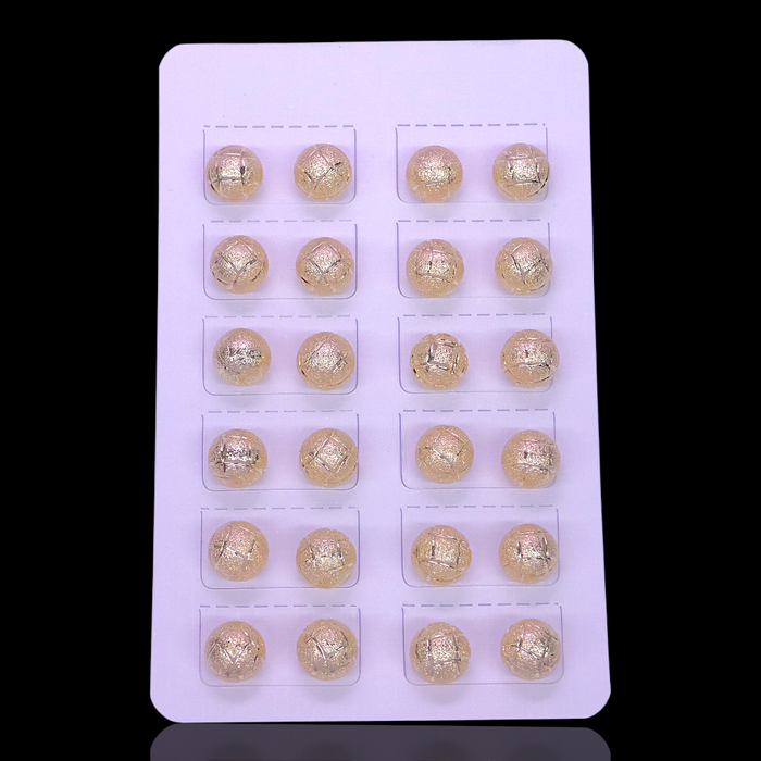 Oro Laminado Diamond Brushed Ball Stud Earrings (Pack of 12)