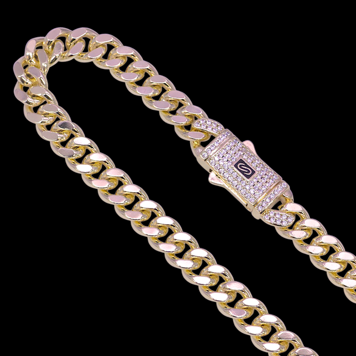 Oro Laminado Gold Filled 8mm Miami Cuban Chain w/ Lux Clasp