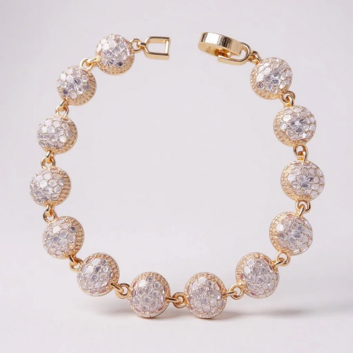 Oro Laminado Gold Filled Brilliant Star Orb Zirconia Bracelet 2