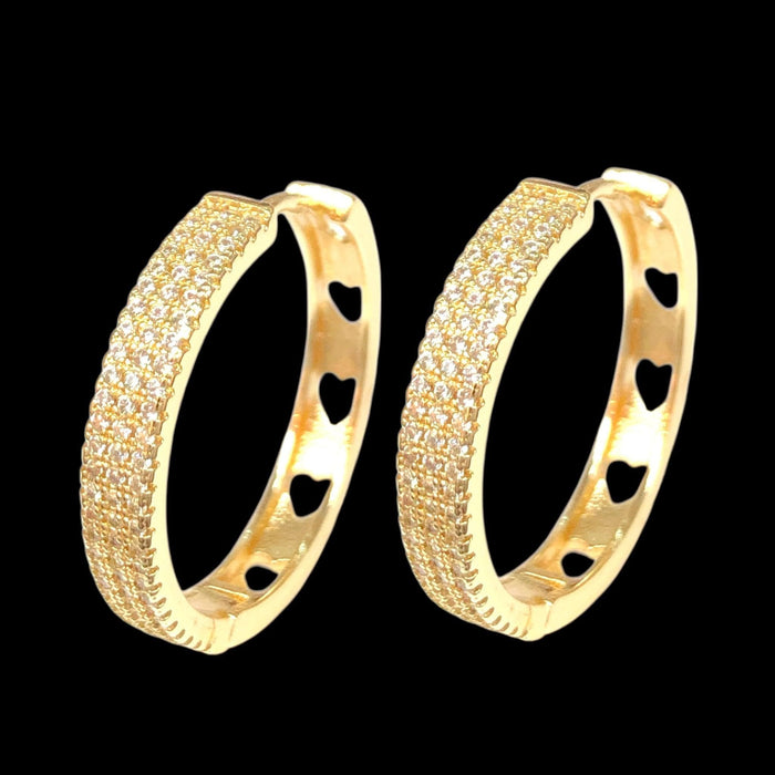 Oro Laminado Gold Filled Catania CZ Hoop Earrings