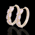 Oro Laminado Gold Filled Fantasia Fan CZ Hoop Earrings